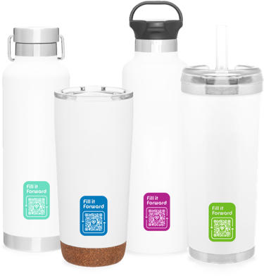 Group of different bottles with Fill it Forward tag