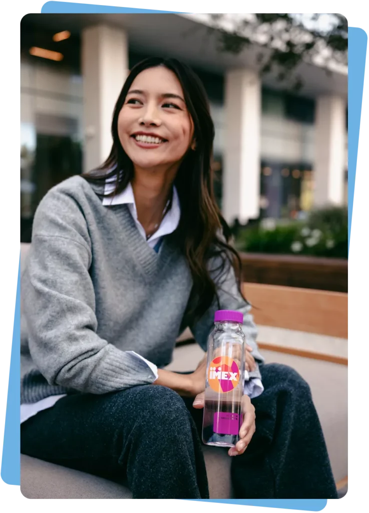 Woman holding cupanion bottle