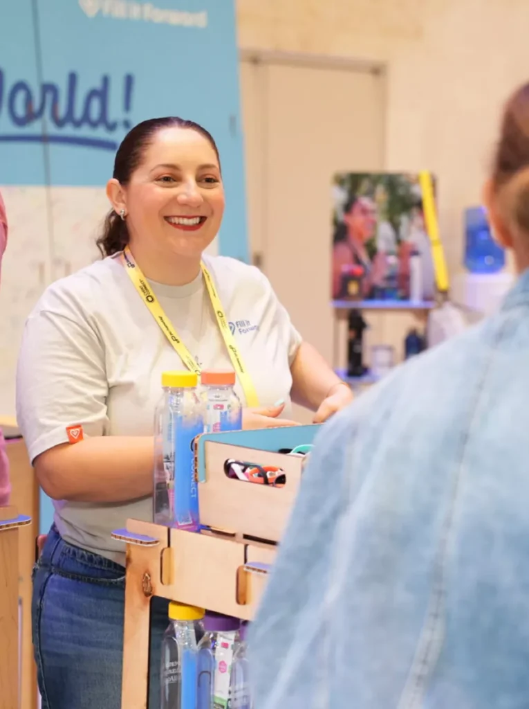 women at a tradeshow