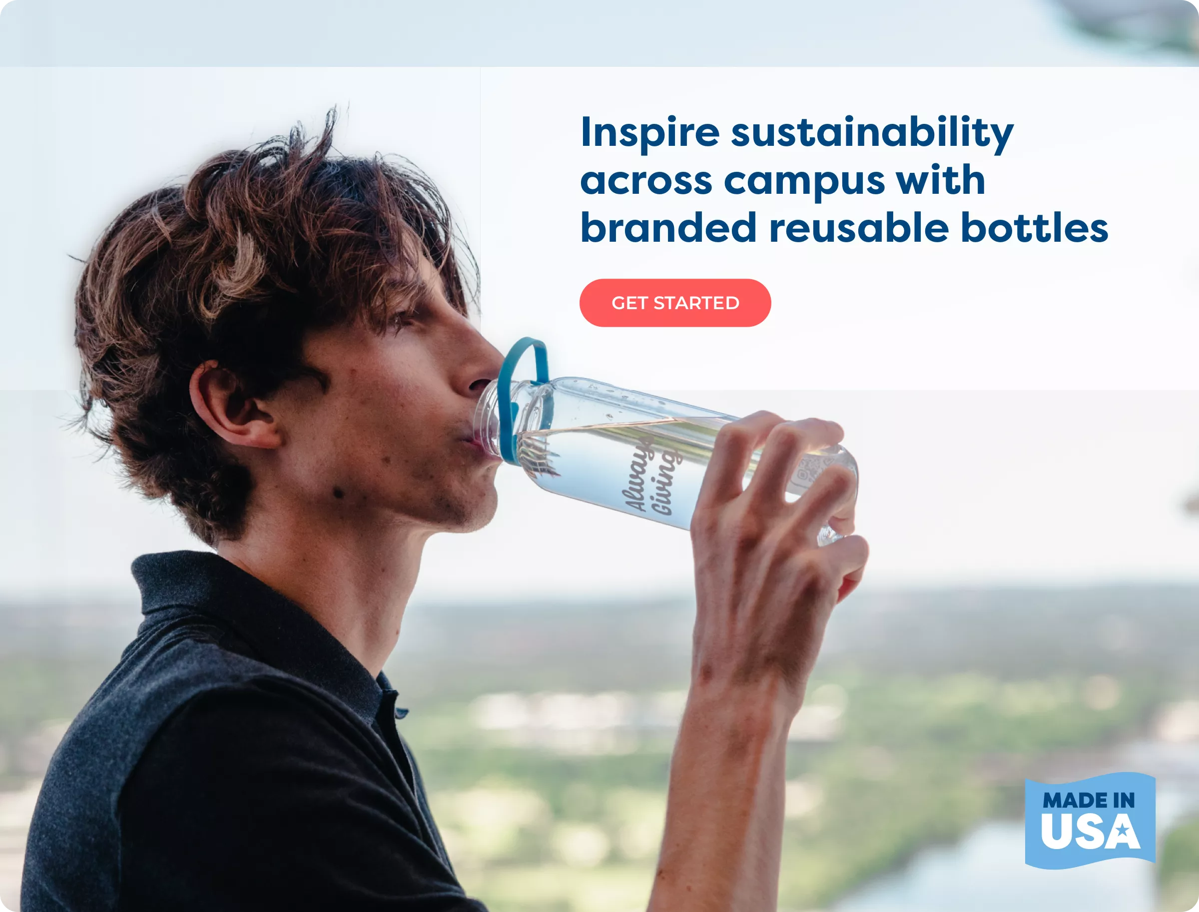 man drinking from Cupanion bottle