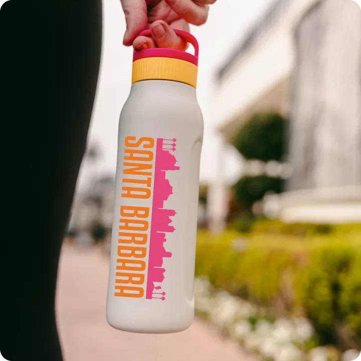 Pink and Orange Santa Barbara Swivel Cupanion waterbottle